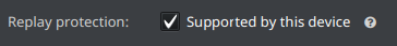 The Replay protection field in the keystore tab, marked as supported by this device